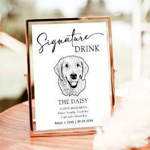 Póster Rótulo de bebida Boda de perro de Golden Retriever