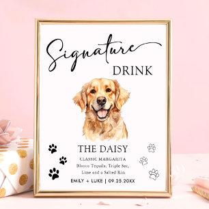 Póster Rótulo de bebida Boda de perro de Golden Retriever