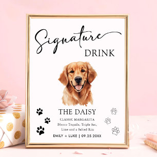 Póster Rótulo de bebida Boda de perro de Golden Retriever