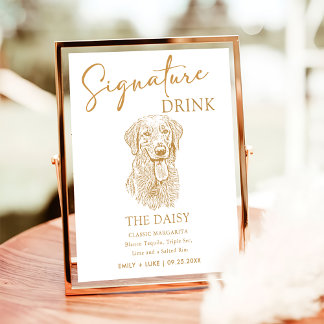 Póster Rótulo de bebida Boda de perro de Golden Retriever