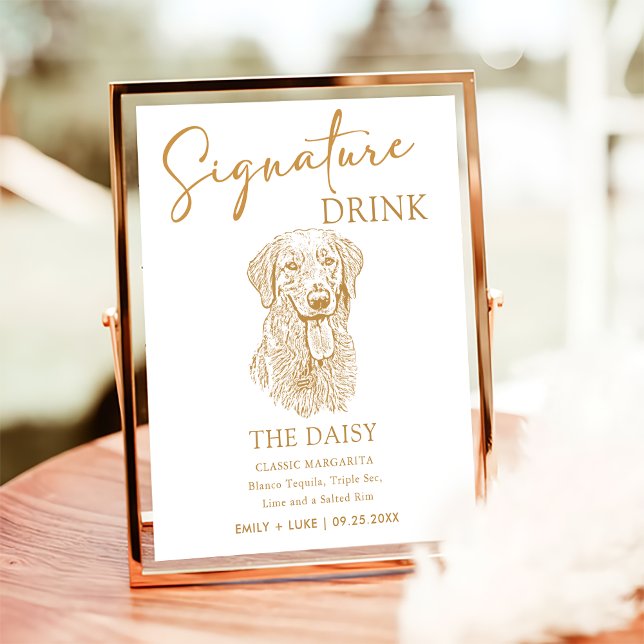 Póster Rótulo de bebida Boda de perro de Golden Retriever (Subido por el creador)