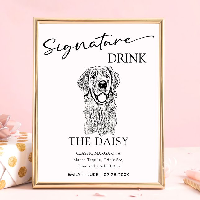 Póster Rótulo de bebida Boda de perro de Golden Retriever (Subido por el creador)