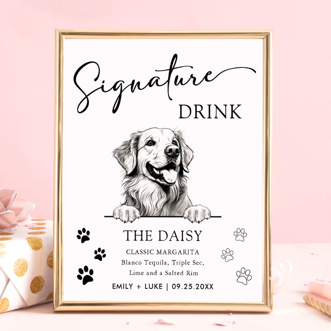Póster Rótulo de bebida Boda de perro de Golden Retriever (Subido por el creador)