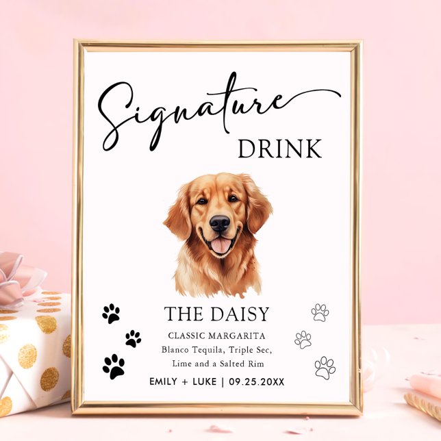 Póster Rótulo de bebida Boda de perro de Golden Retriever (Subido por el creador)