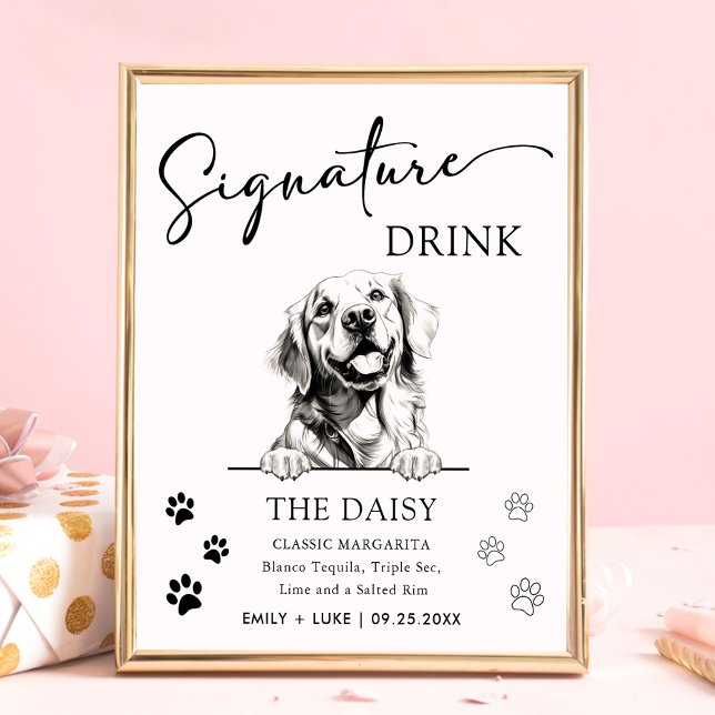 Póster Rótulo de bebida Boda de perro de Golden Retriever (Subido por el creador)
