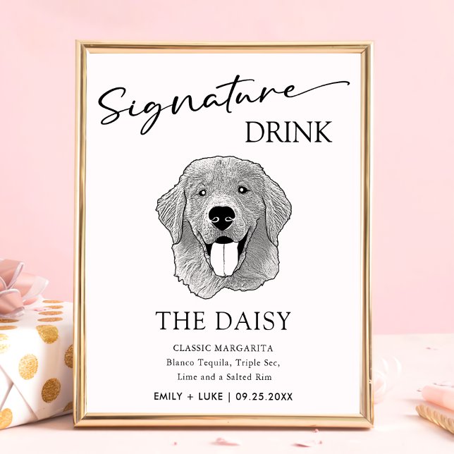 Póster Rótulo de bebida Boda de perro de Golden Retriever (Subido por el creador)