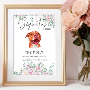 Póster Rótulo de bebida con Bulldog de hoyo