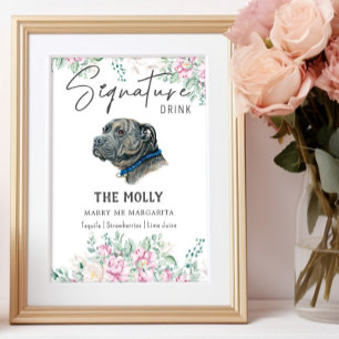 Póster Rótulo de bebida con Bulldog de hoyo