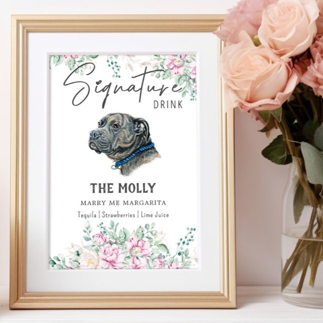 Póster Rótulo de bebida con Bulldog de hoyo (Subido por el creador)