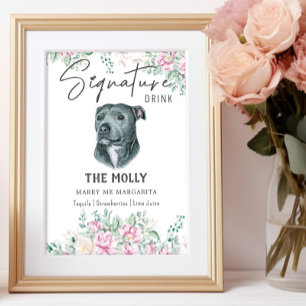 Póster Rótulo de bebida con Bulldog de hoyo