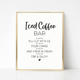 Póster Rótulo de bebida de bar de café con hielo