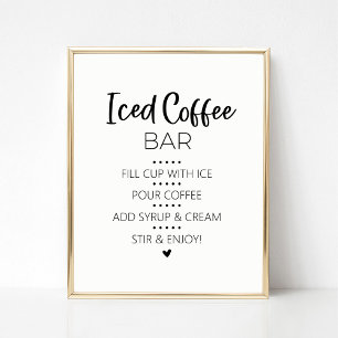 Póster Rótulo de bebida de bar de café con hielo