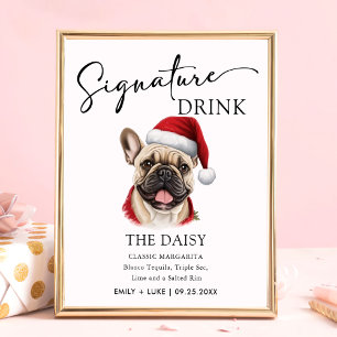 Póster Rótulo de bebida de Boda de Bulldog francés