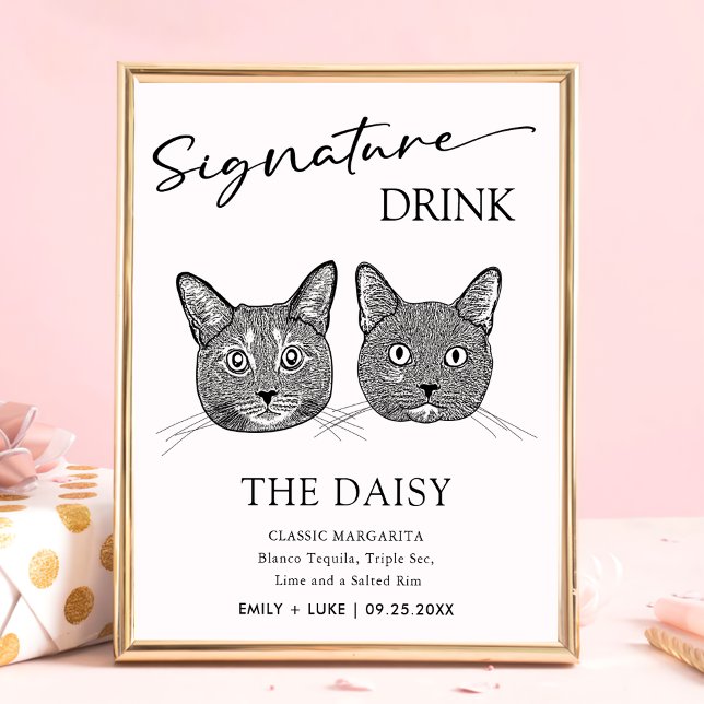 Póster Rótulo de bebida de Boda de gato de pareja (Subido por el creador)