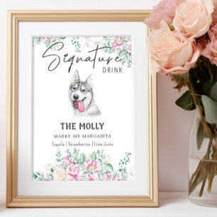 Póster Rótulo de bebida Husky Dog Signature