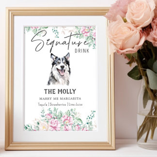 Póster Rótulo de bebida Husky Dog Signature