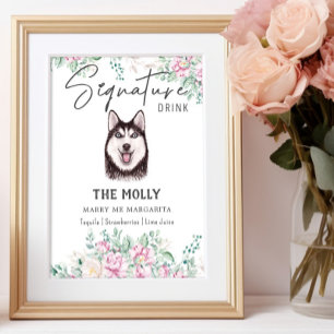 Póster Rótulo de bebida Husky Dog Signature