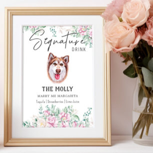Póster Rótulo de bebida Husky Dog Signature