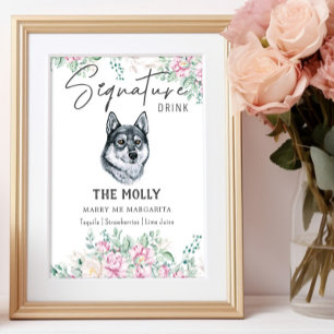 Póster Rótulo de bebida Husky Dog Signature