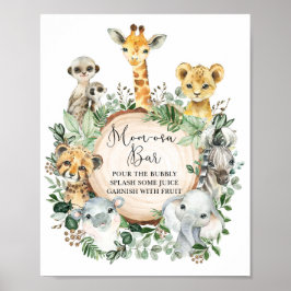 Póster Rótulo de bebida Momosa Bar Animals Rustic Jungle 