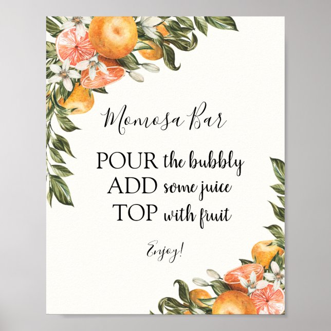 Póster Rótulo de bebidas Citrus Momosa Bar (Frente)