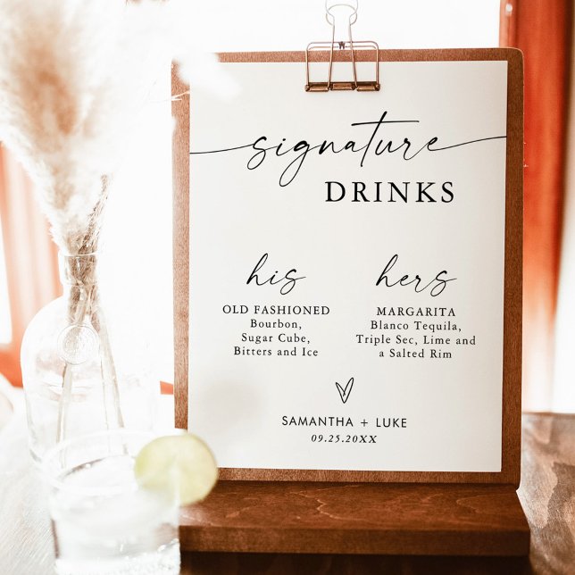 Póster Rótulo de bebidas con firma de boda | Rótulo Bar m (Subido por el creador)