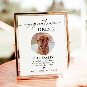 Póster Rótulo de bebidas con firma de mascota   Rótulo de