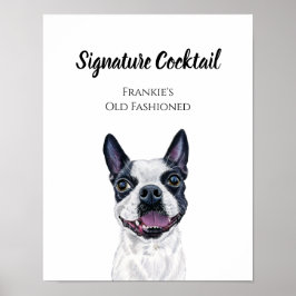 Póster Rótulo de bebidas con firma de perro