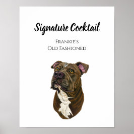 Póster Rótulo de bebidas con firma de perro