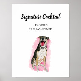 Póster Rótulo de bebidas con firma de perro