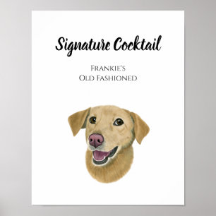 Póster Rótulo de bebidas con firma de perro