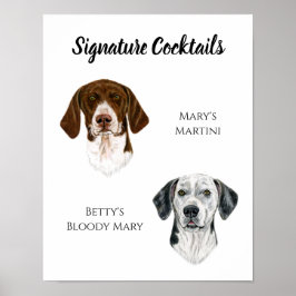 Póster Rótulo de bebidas con firma de perro
