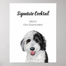 Póster Rótulo de bebidas con firma de perro