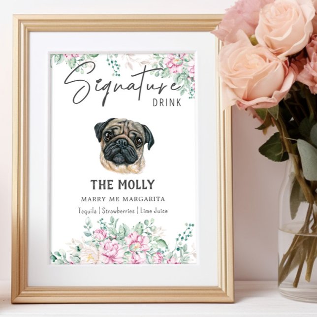 Póster Rótulo de bebidas con firma de perro de pug (Subido por el creador)