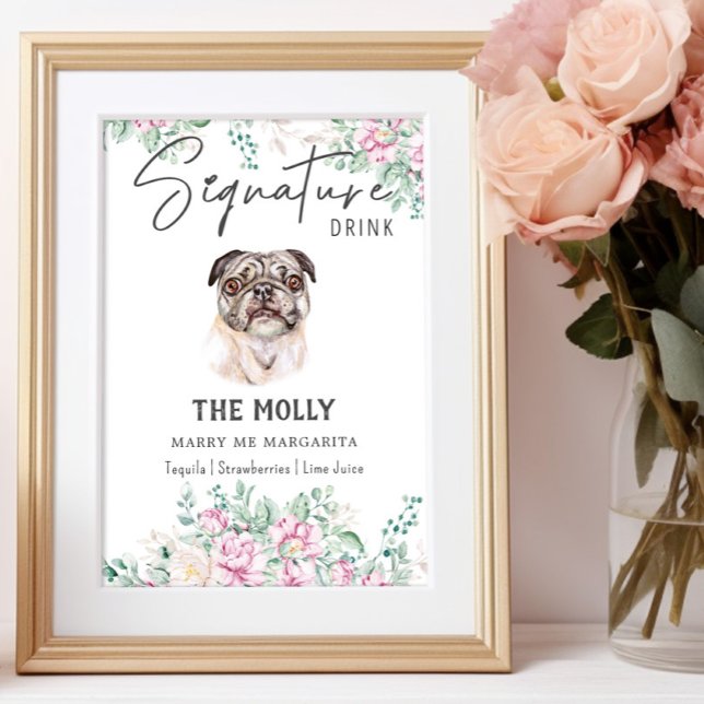 Póster Rótulo de bebidas con firma de perro de pug (Subido por el creador)