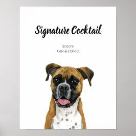 Póster Rótulo de bebidas con firma de perro para recepcio
