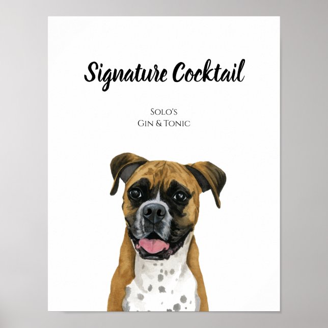 Póster Rótulo de bebidas con firma de perro para recepcio (Frente)