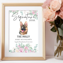Póster Rótulo de bebidas con firma de perro pastor alemán