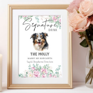 Póster Rótulo de bebidas con firma de perro pastor austra