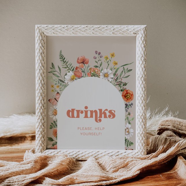 Póster Rótulo de bebidas con flores silvestres (Subido por el creador)