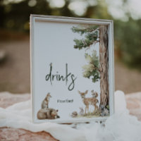 Rótulo de bebidas de animales de bosque de bosques