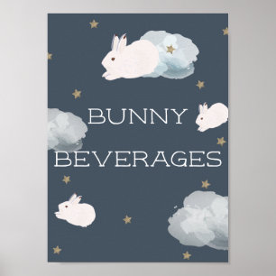 Póster Rótulo de bebidas de conejo Baby Shower de conejo 