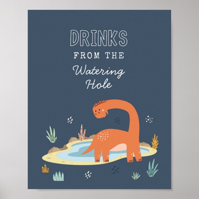 Póster Rótulo de bebidas de dinosaurios (Frente)