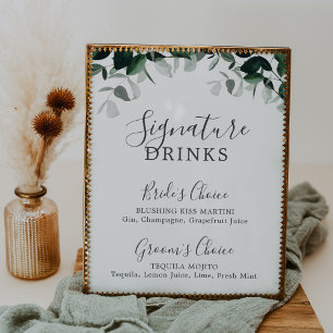 Póster Rótulo de bebidas de Emerald Greenery Signature
