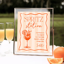 Póster Rótulo de bebidas de la estación de Spritz italian