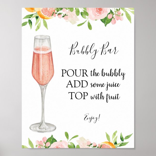 Póster Rótulo de bebidas del Citrus Bubbly Bar (Frente)
