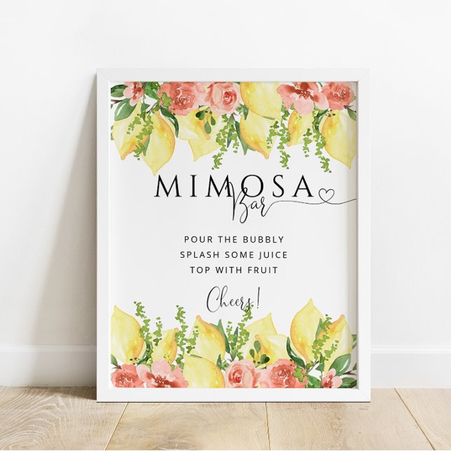 Póster Rótulo de bebidas Mimosa Bar Floral de Limón princ (Subido por el creador)