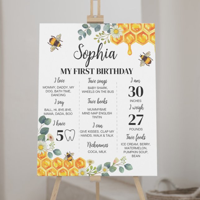 Póster Rótulo de Bee First Birday Milestone (Subido por el creador)