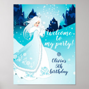 Póster Rótulo de bienvenida a Reina de la Nieve Fiesta