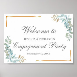 Póster Rótulo de bienvenida de compromiso de color de agu